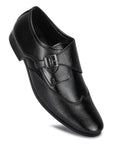 Paragon Men's Black Formal Shoes with Buckle| Durable & Sturdy for Outdoor Wear