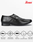 Paragon Men's Black Formal Shoes with Buckle| Durable & Sturdy for Outdoor Wear