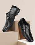 Paragon Men's Black Formal Shoes with Buckle| Durable & Sturdy for Outdoor Wear