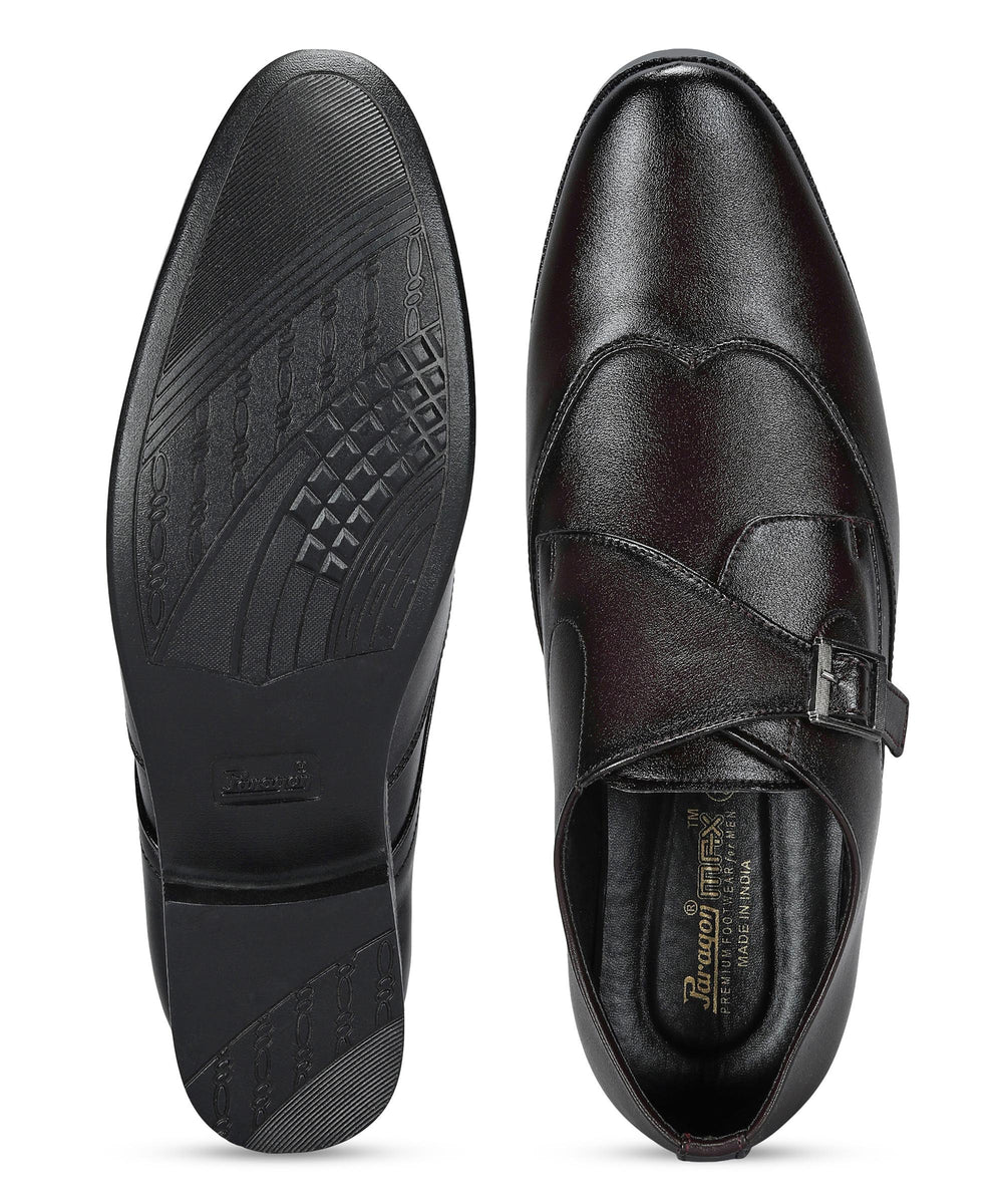 Paragon Men's Brown Formal Shoes with Buckle| Durable &amp; Sturdy for Outdoor Wear