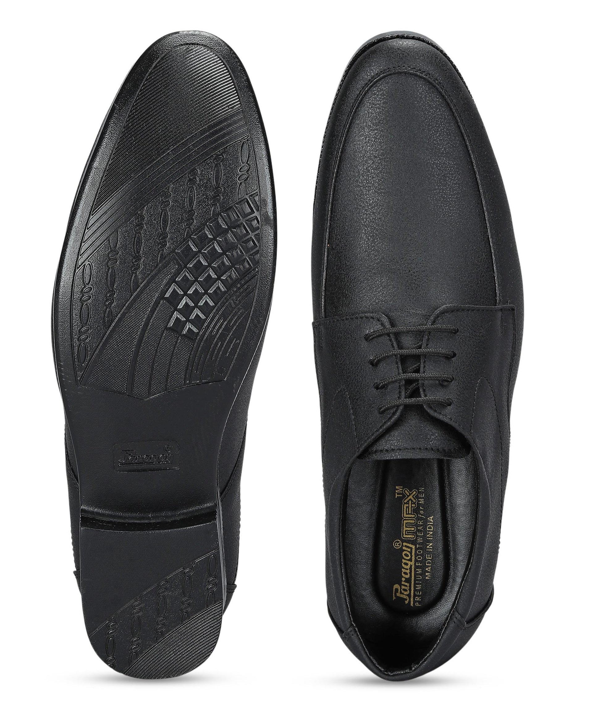 Paragon Men&#39;s Black Formal Shoes with Laces| Durable &amp; Sturdy for Outdoor Wear