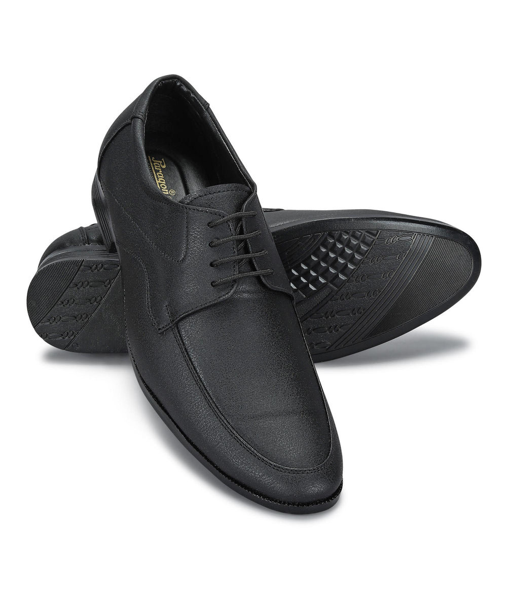 Paragon Men's Black Formal Shoes with Laces| Durable &amp; Sturdy for Outdoor Wear