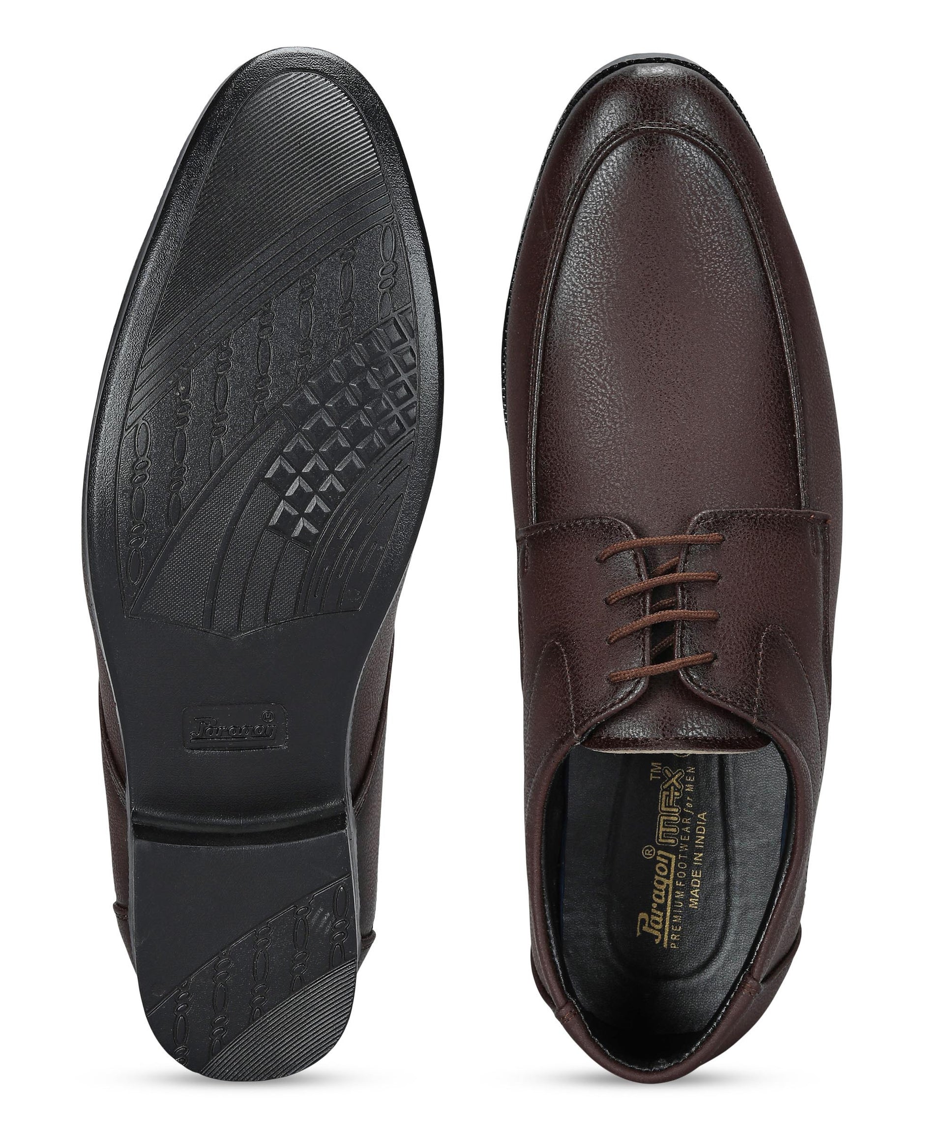 Paragon Men&#39;s Brown Formal Shoes with Laces| Durable &amp; Sturdy for Outdoor Wear