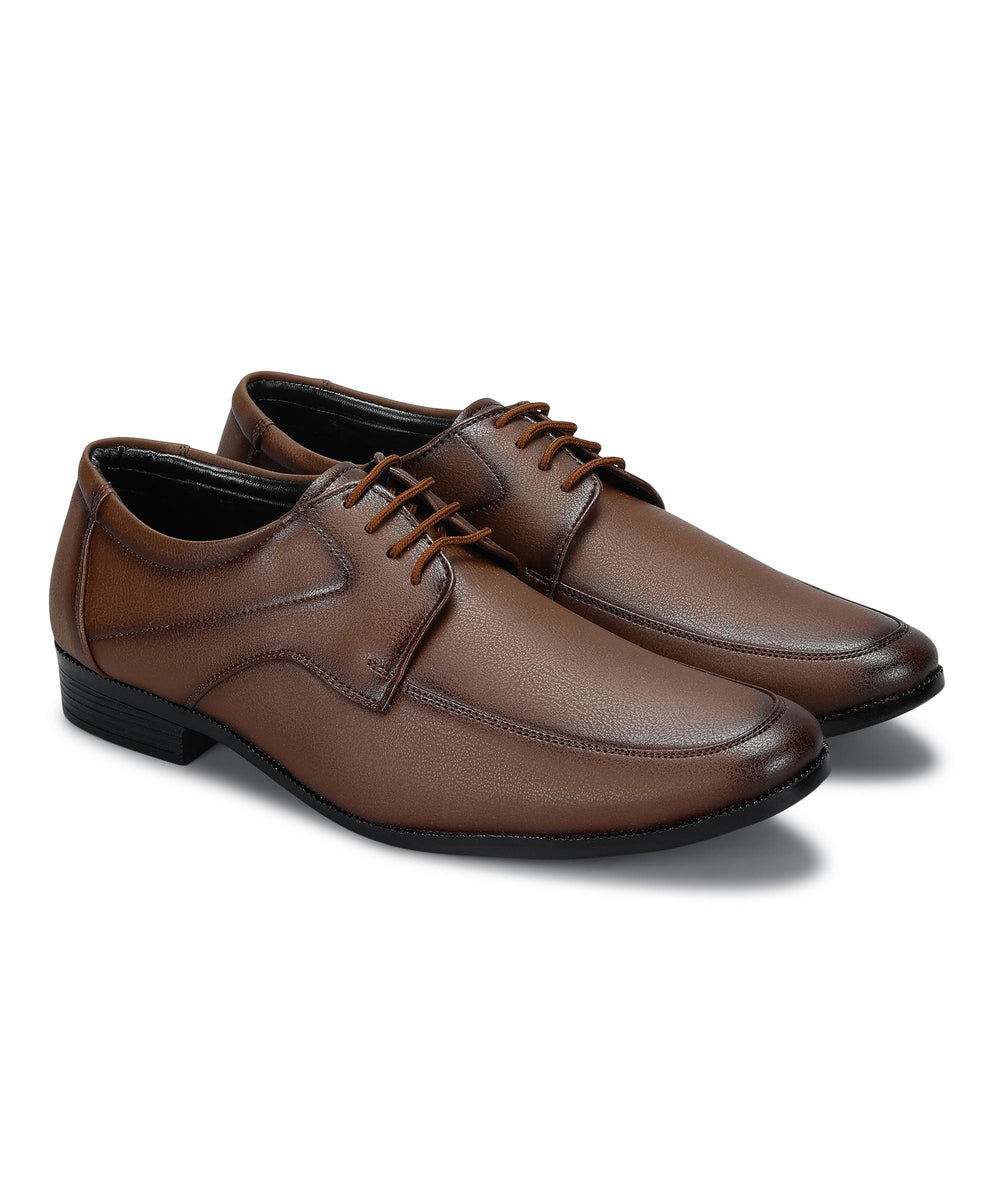 Paragon Men's Tan Formal Shoes with Laces| Durable &amp; Sturdy for Outdoor Wear