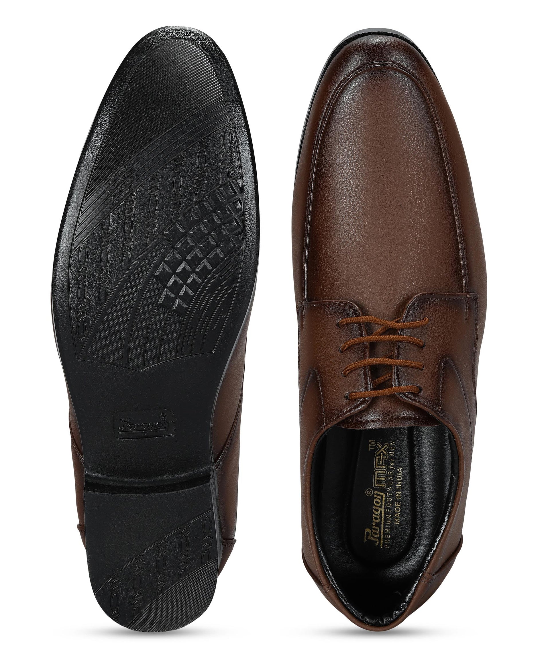 Paragon Men&#39;s Tan Formal Shoes with Laces| Durable &amp; Sturdy for Outdoor Wear