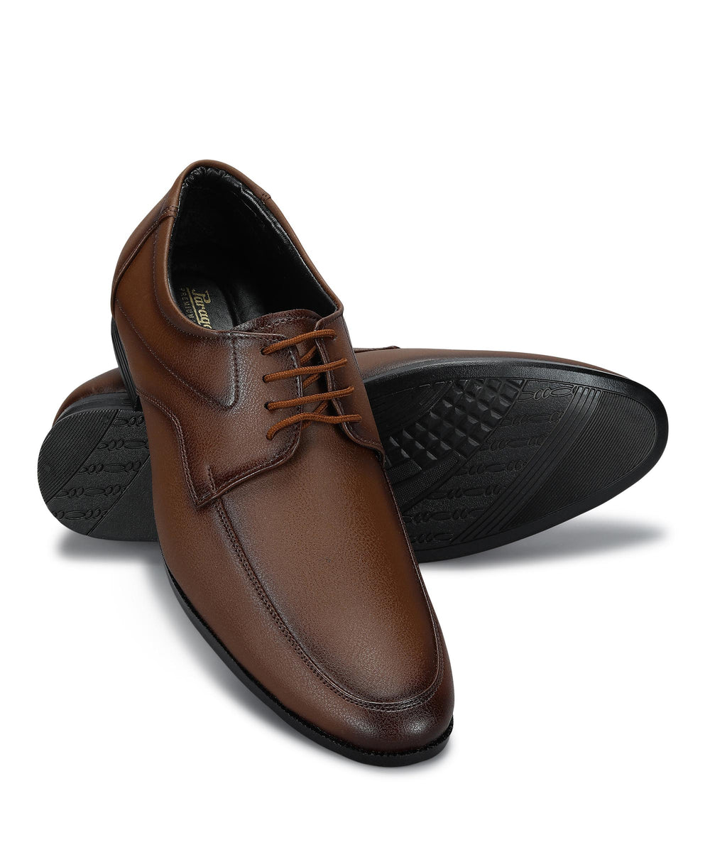 Paragon Men's Tan Formal Shoes with Laces| Durable &amp; Sturdy for Outdoor Wear