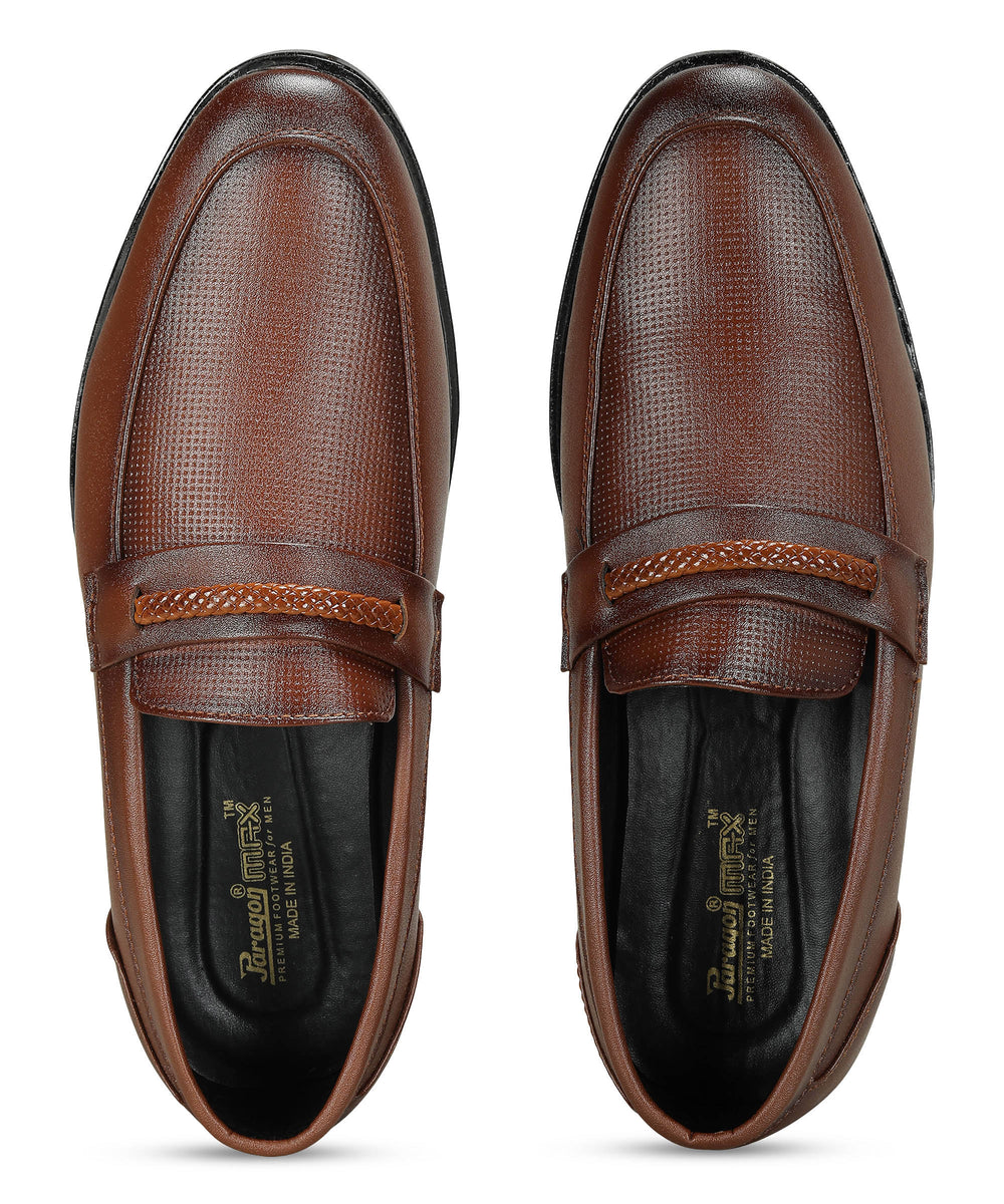 Paragon Men's Tan Formal Loafer Shoes | Cushioned Sole &amp; Sturdy Construction