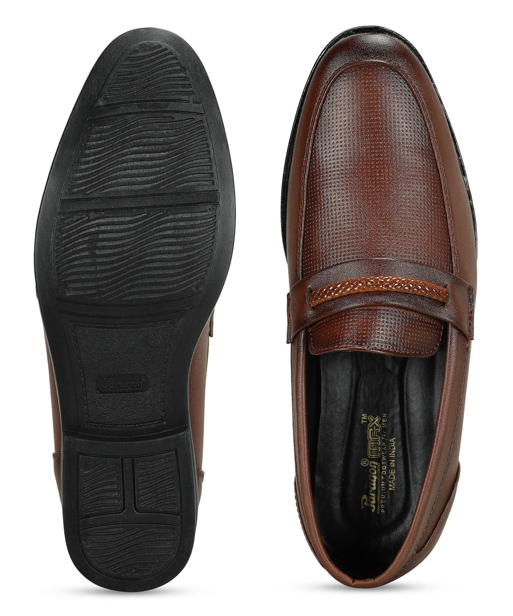 Paragon Men's Tan Formal Loafer Shoes | Cushioned Sole &amp; Sturdy Construction