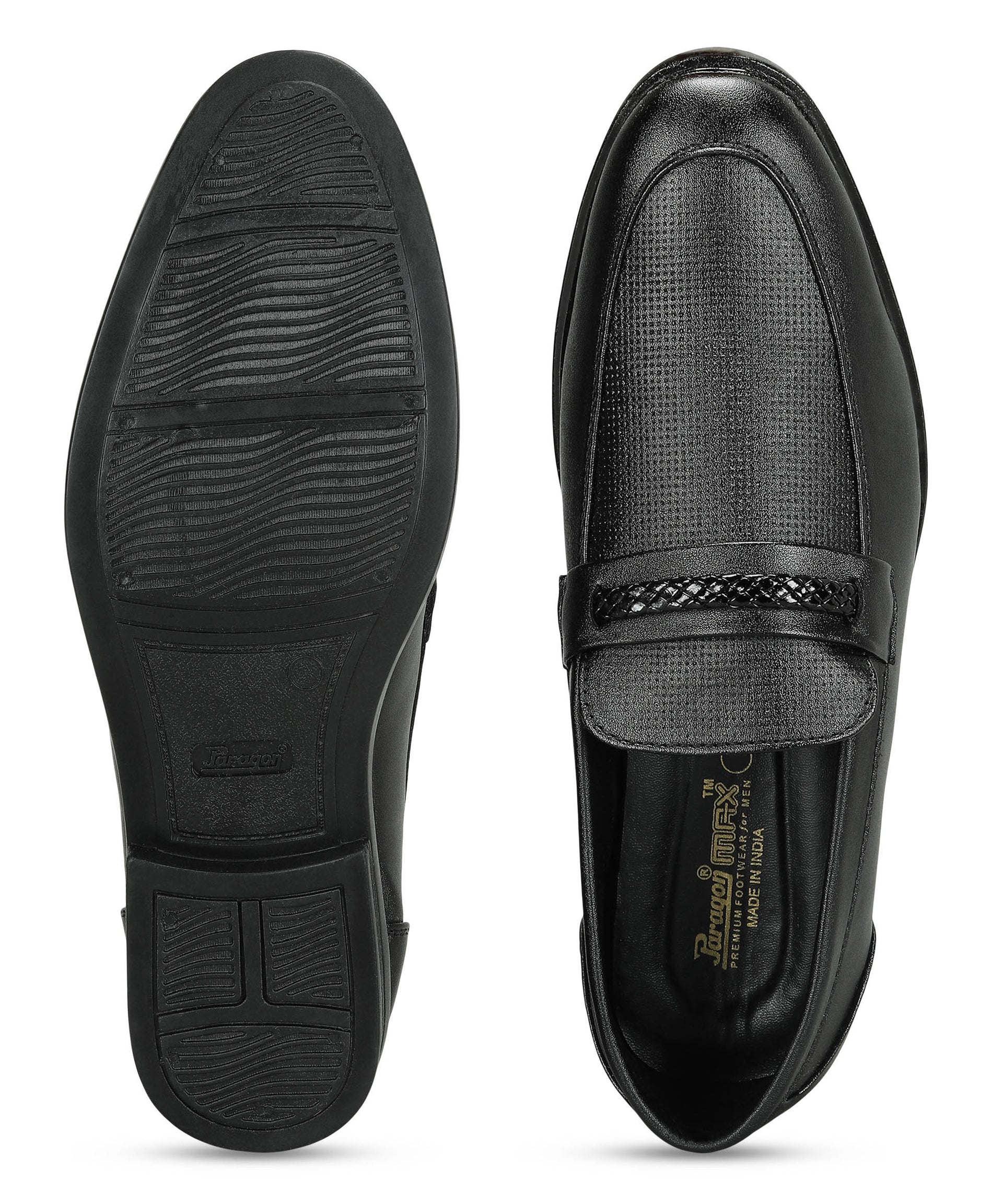 Paragon Men&#39;s Black Formal Loafer Shoes | Cushioned Sole &amp; Sturdy Construction