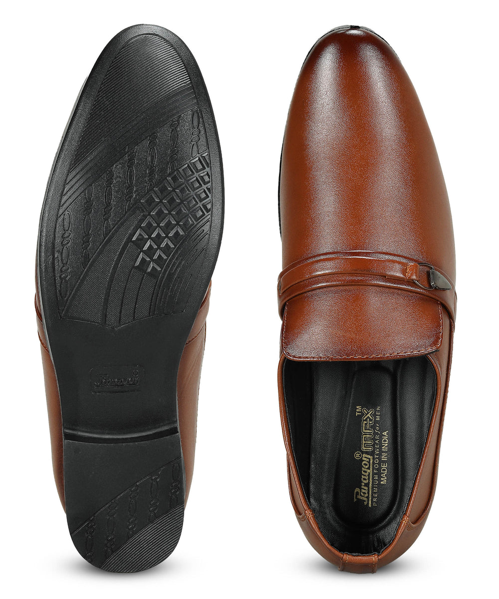 Paragon Men's Tan Formal Loafer Shoes | Cushioned Sole &amp; Sturdy Construction
