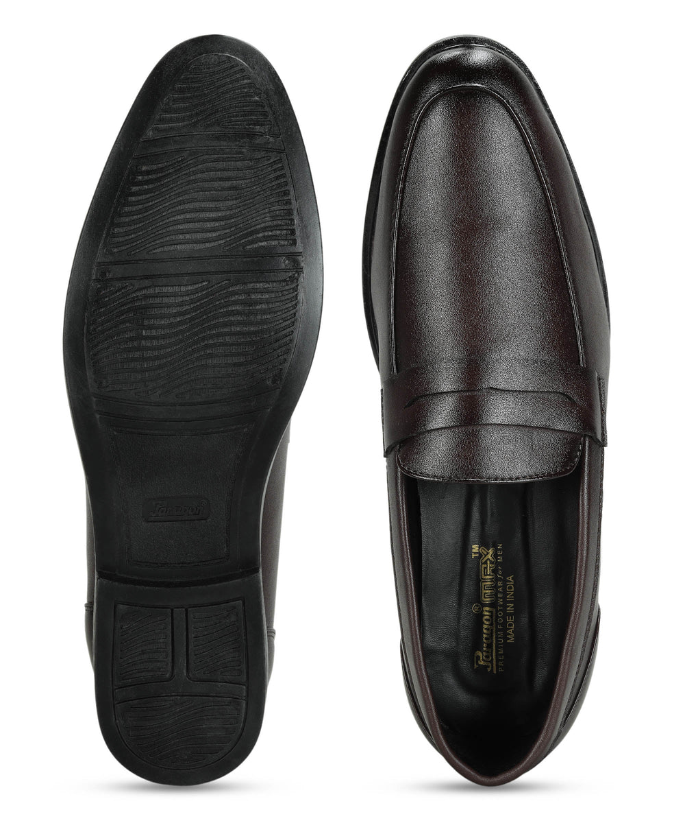 Paragon Men's Slip On Brown Formal Shoes | Durable, Sturdy Outdoor Wear