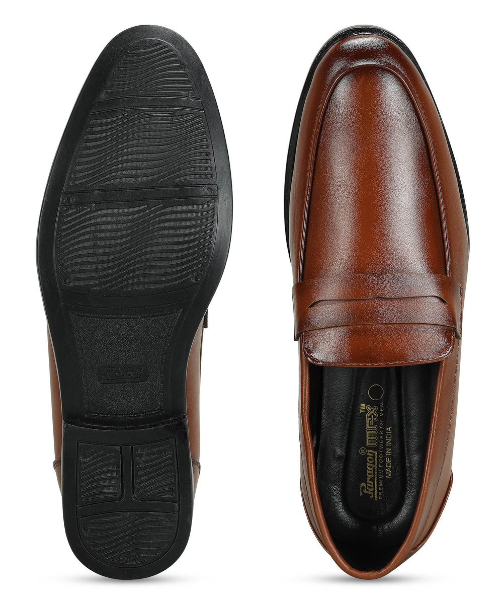 Paragon Men's Slip On Tan Formal Shoes | Durable, Sturdy Outdoor Wear
