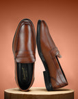 Paragon Men's Slip On Tan Formal Shoes | Durable, Sturdy Outdoor Wear