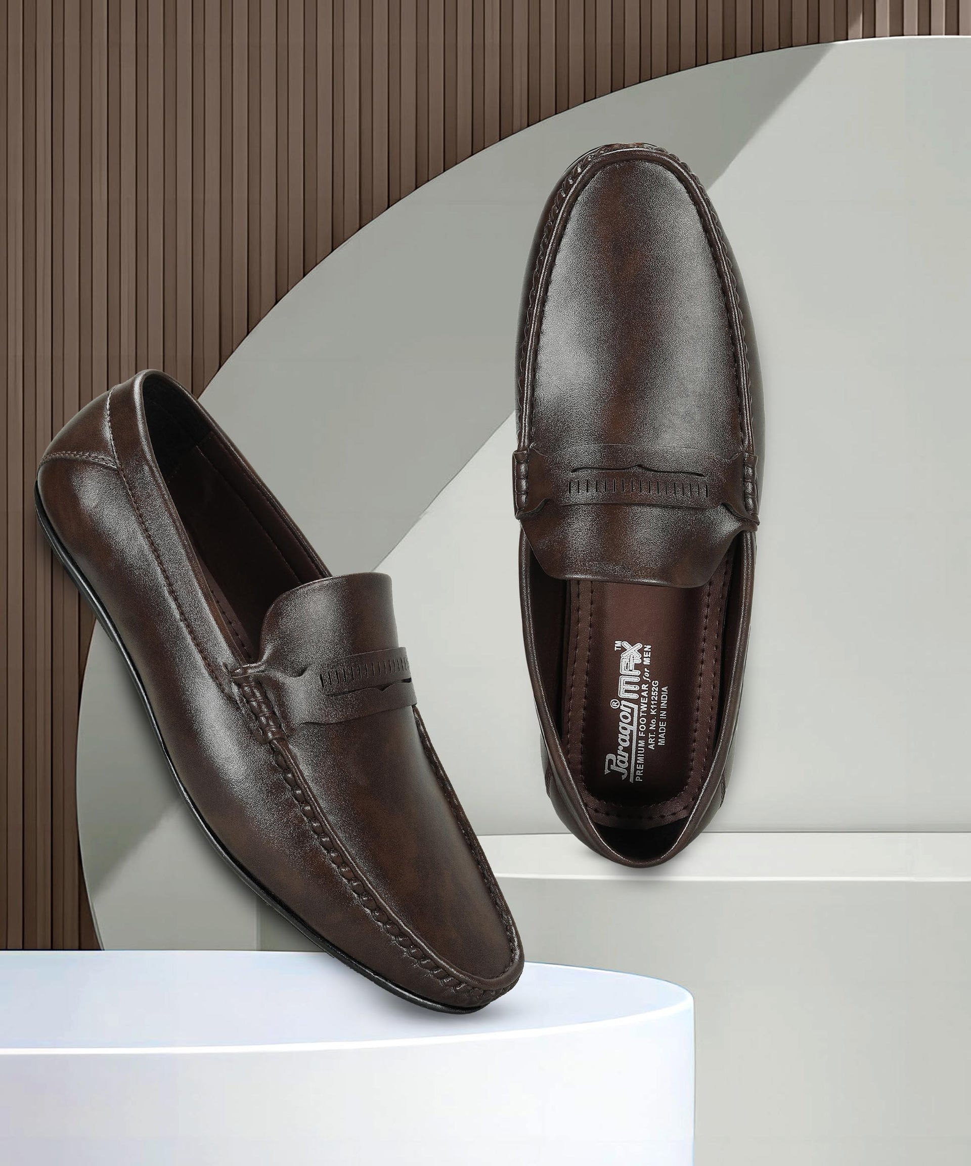 Paragon Men&#39;s Brown Formal Loafer Shoes | Cushioned Sole &amp; Sturdy Construction