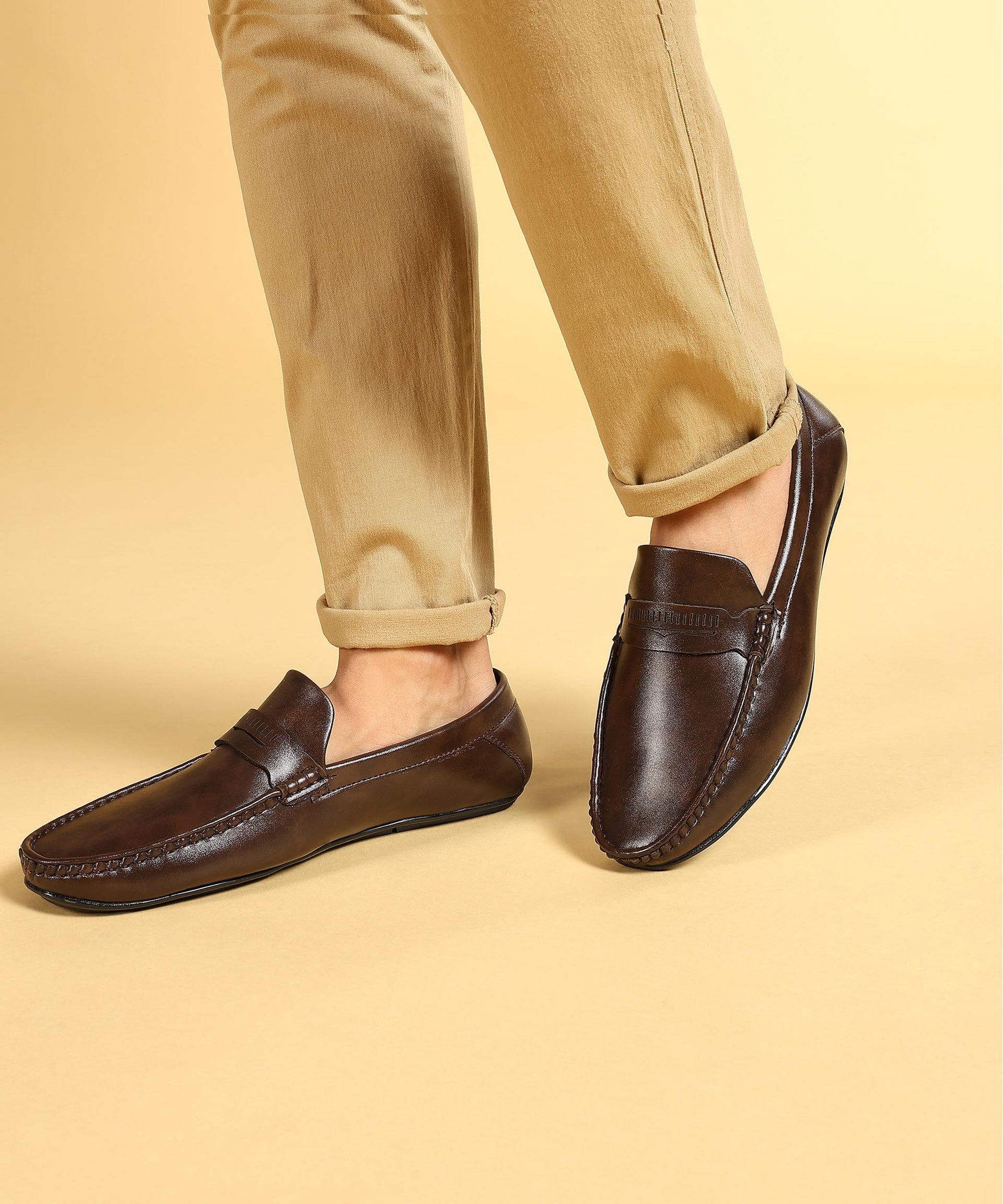 Paragon Men&#39;s Brown Formal Loafer Shoes | Cushioned Sole &amp; Sturdy Construction