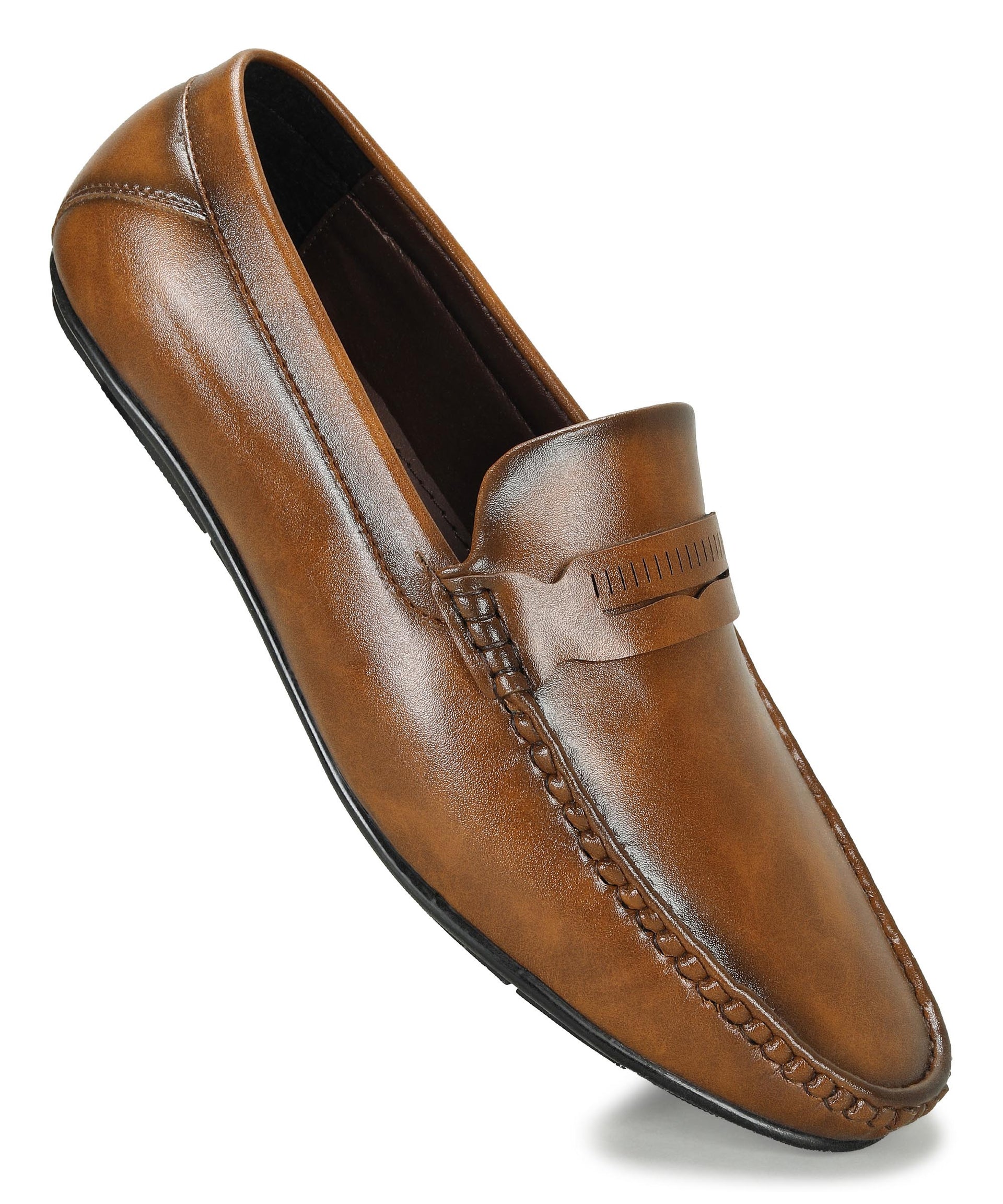 Paragon Men&#39;s Tan Formal Loafer Shoes | Cushioned Sole &amp; Sturdy Construction