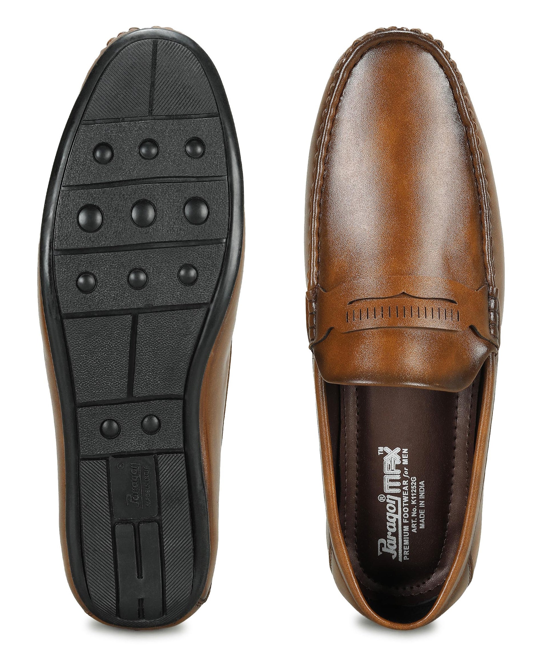 Paragon Men&#39;s Tan Formal Loafer Shoes | Cushioned Sole &amp; Sturdy Construction