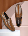Paragon Men's Tan Formal Loafer Shoes | Cushioned Sole & Sturdy Construction