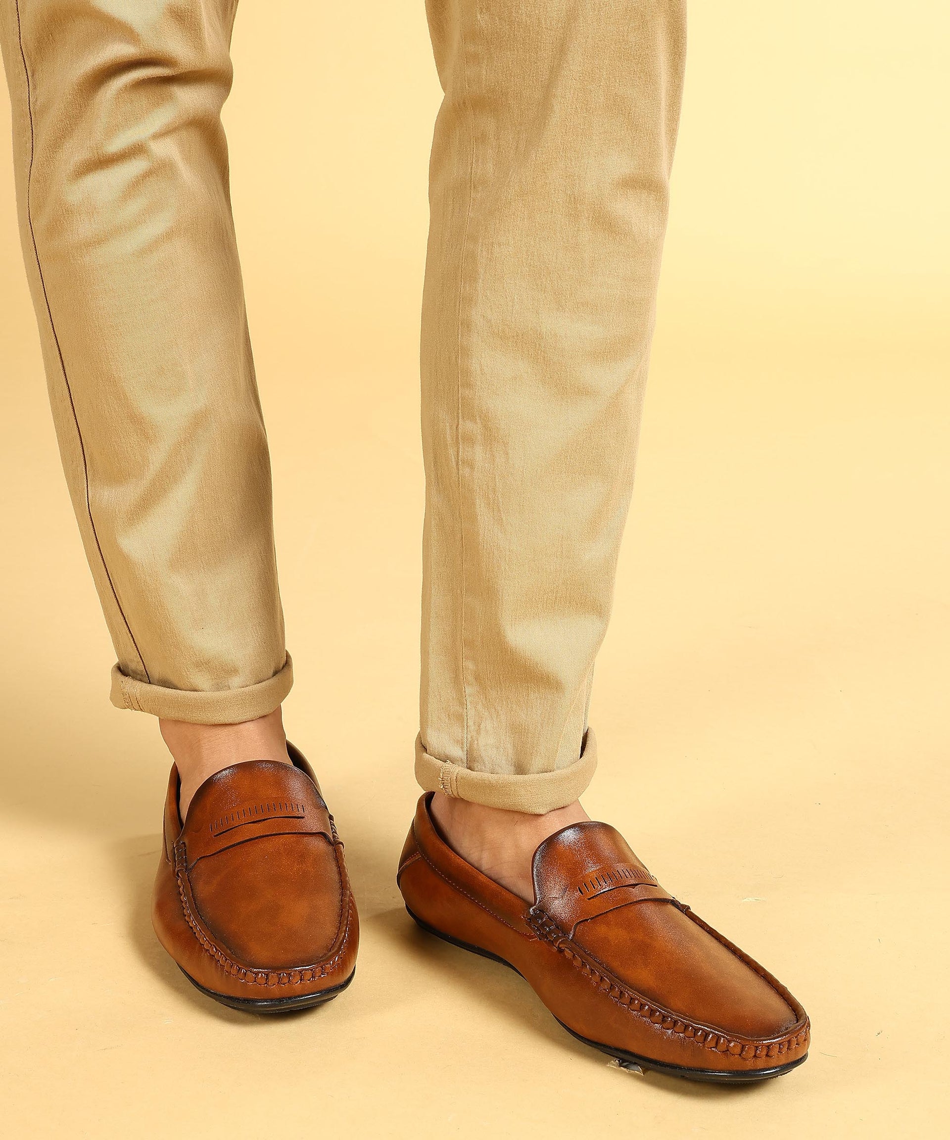 Paragon Men&#39;s Tan Formal Loafer Shoes | Cushioned Sole &amp; Sturdy Construction