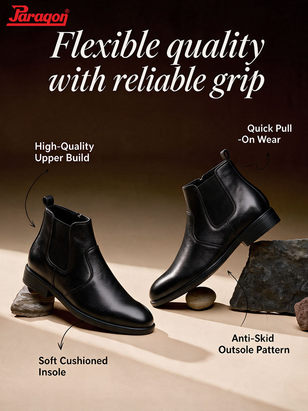 Paragon Men Chelsea Ankle Boots Comfortable Round Toe for Daily Wear