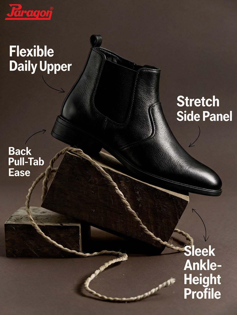 Paragon Men Chelsea Ankle Boots Comfortable Round Toe for Daily Wear