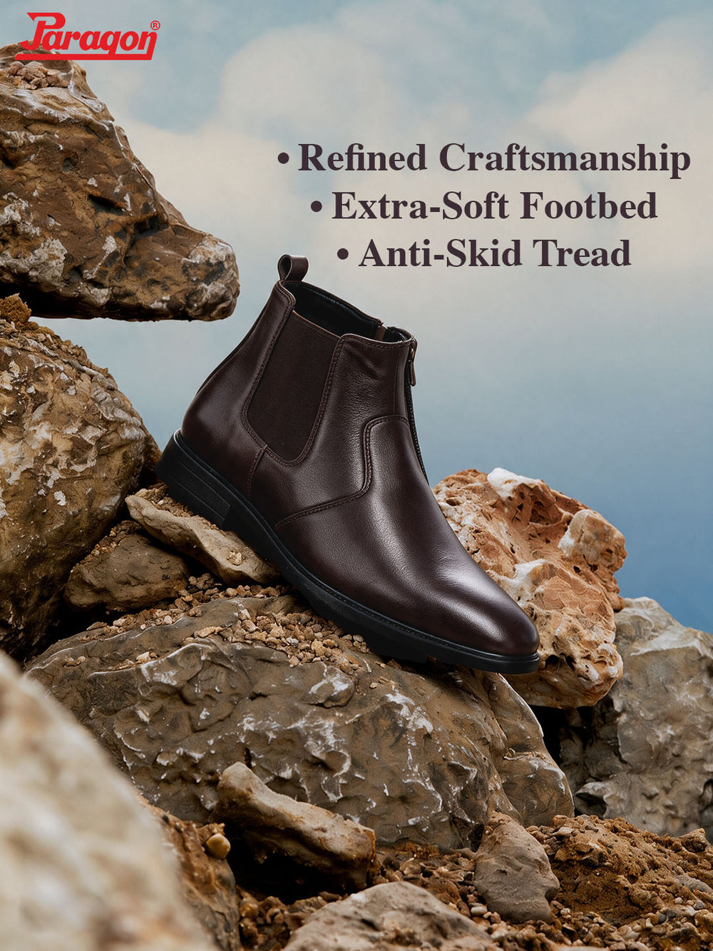 Paragon Men Chelsea Ankle Boots Comfortable Round Toe for Daily Wear