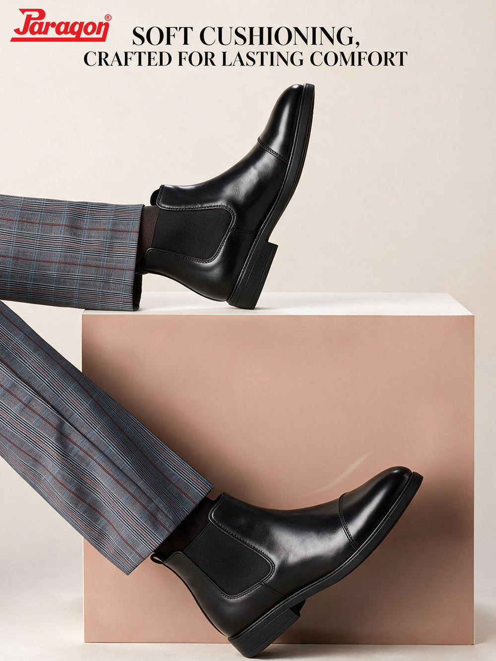 Paragon Men Chelsea Ankle Boots Comfortable Cap Toe for Daily Wear