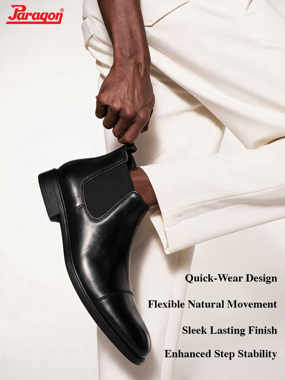 Paragon Men Chelsea Ankle Boots Comfortable Cap Toe for Daily Wear