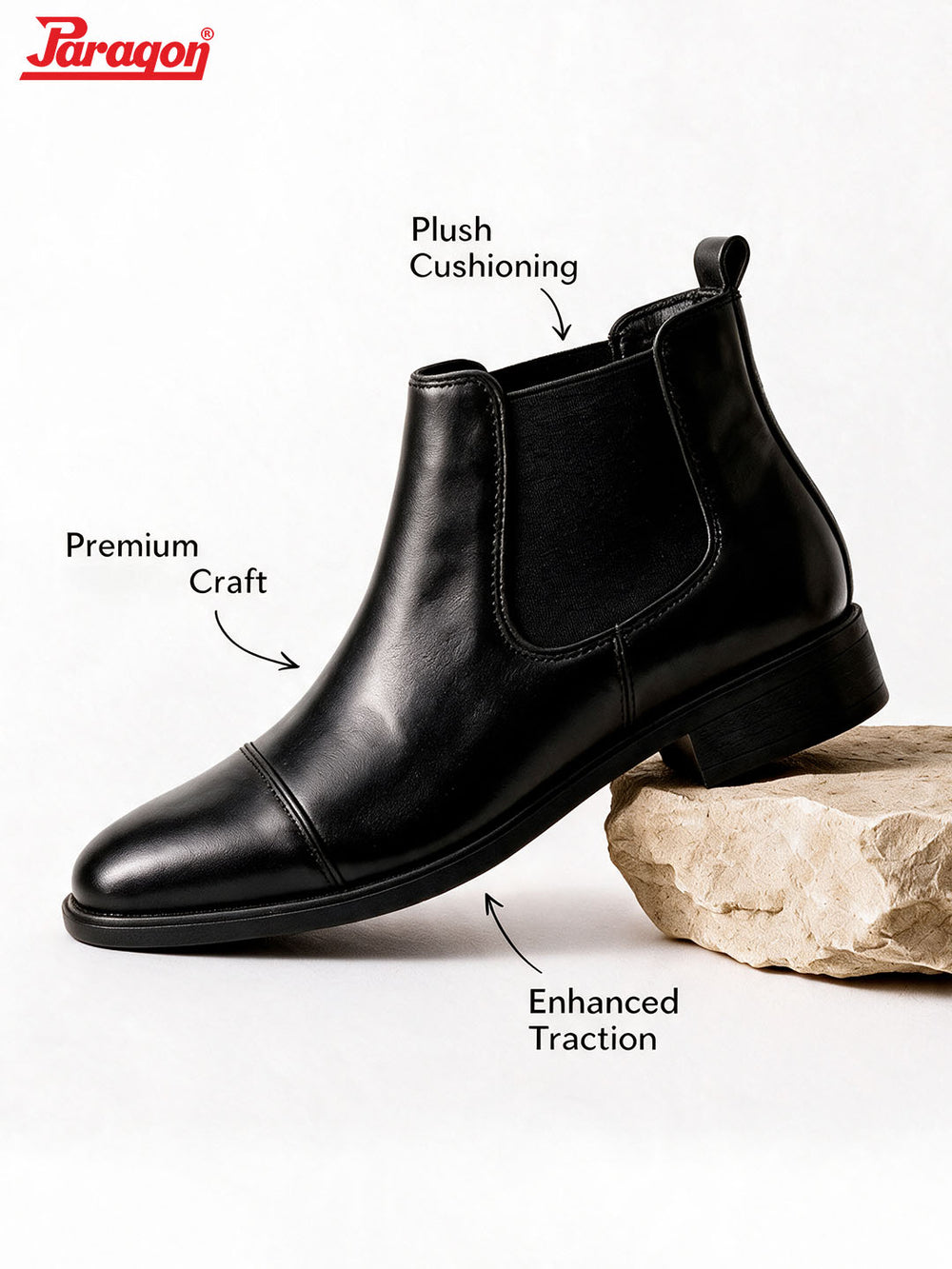 Paragon Men Chelsea Ankle Boots Comfortable Cap Toe for Daily Wear