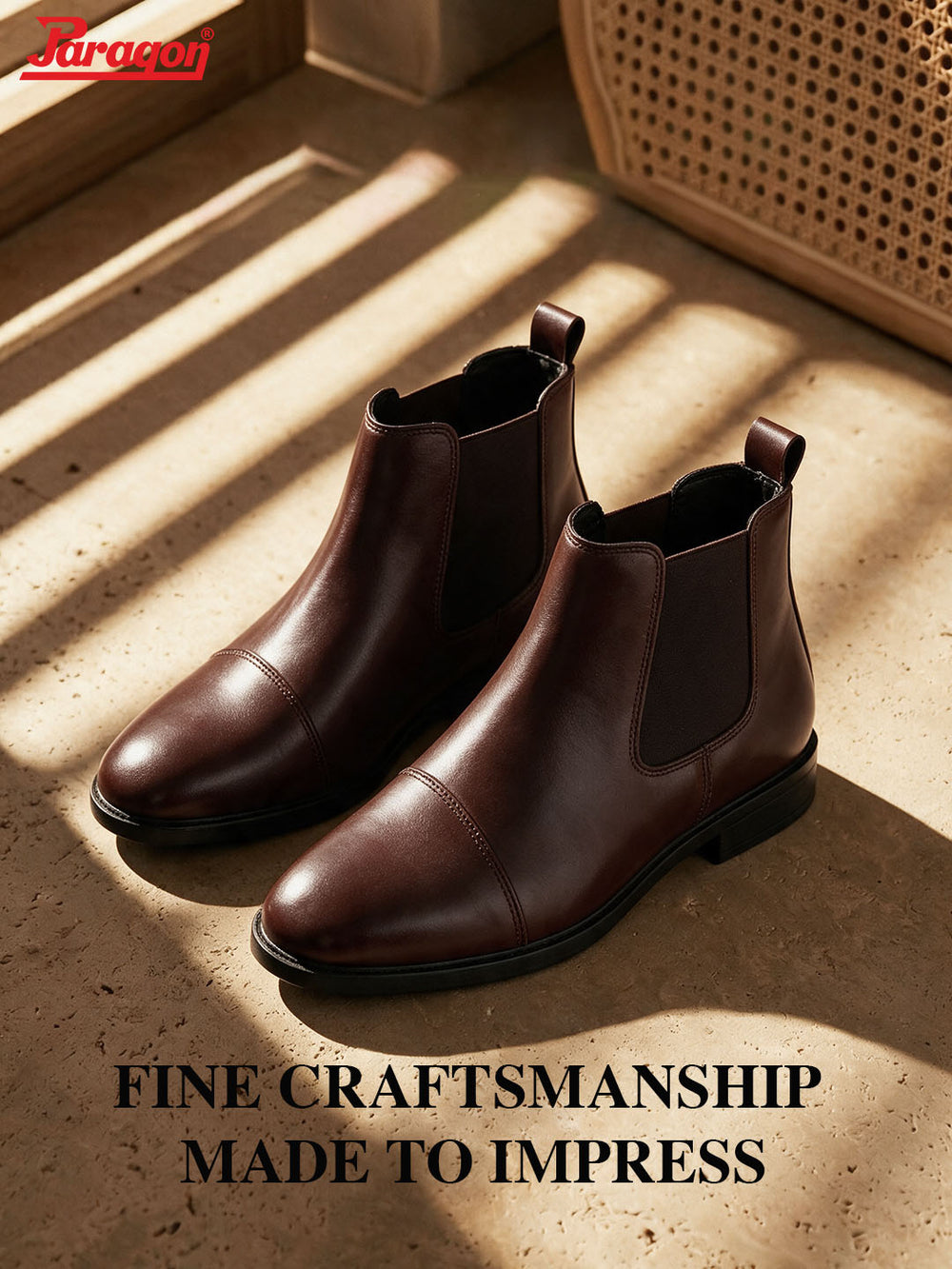 Paragon Men Chelsea Ankle Boots Comfortable Cap Toe for Daily Wear