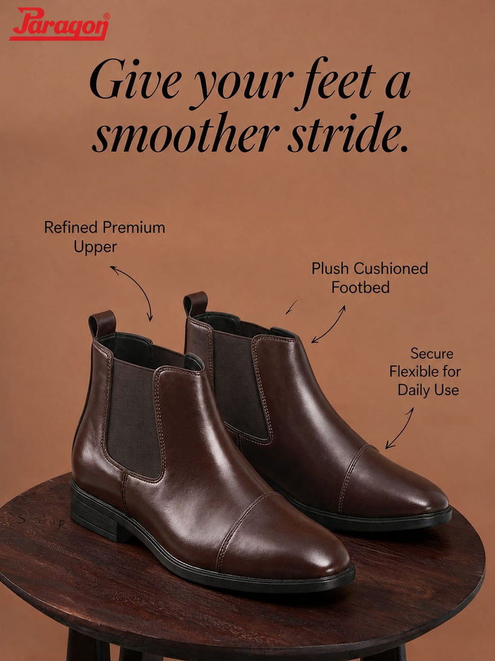 Paragon Men Chelsea Ankle Boots Comfortable Cap Toe for Daily Wear