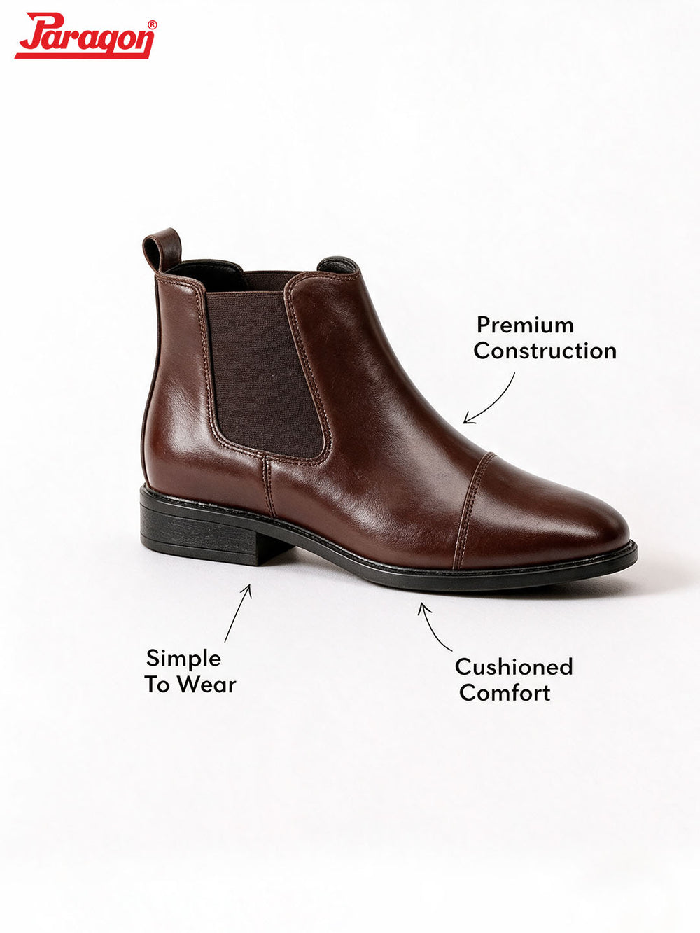 Paragon Men Chelsea Ankle Boots Comfortable Cap Toe for Daily Wear