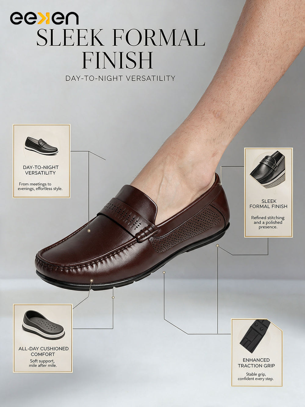 Eeken Men Formal Shoes Slip On All Day Office wear
