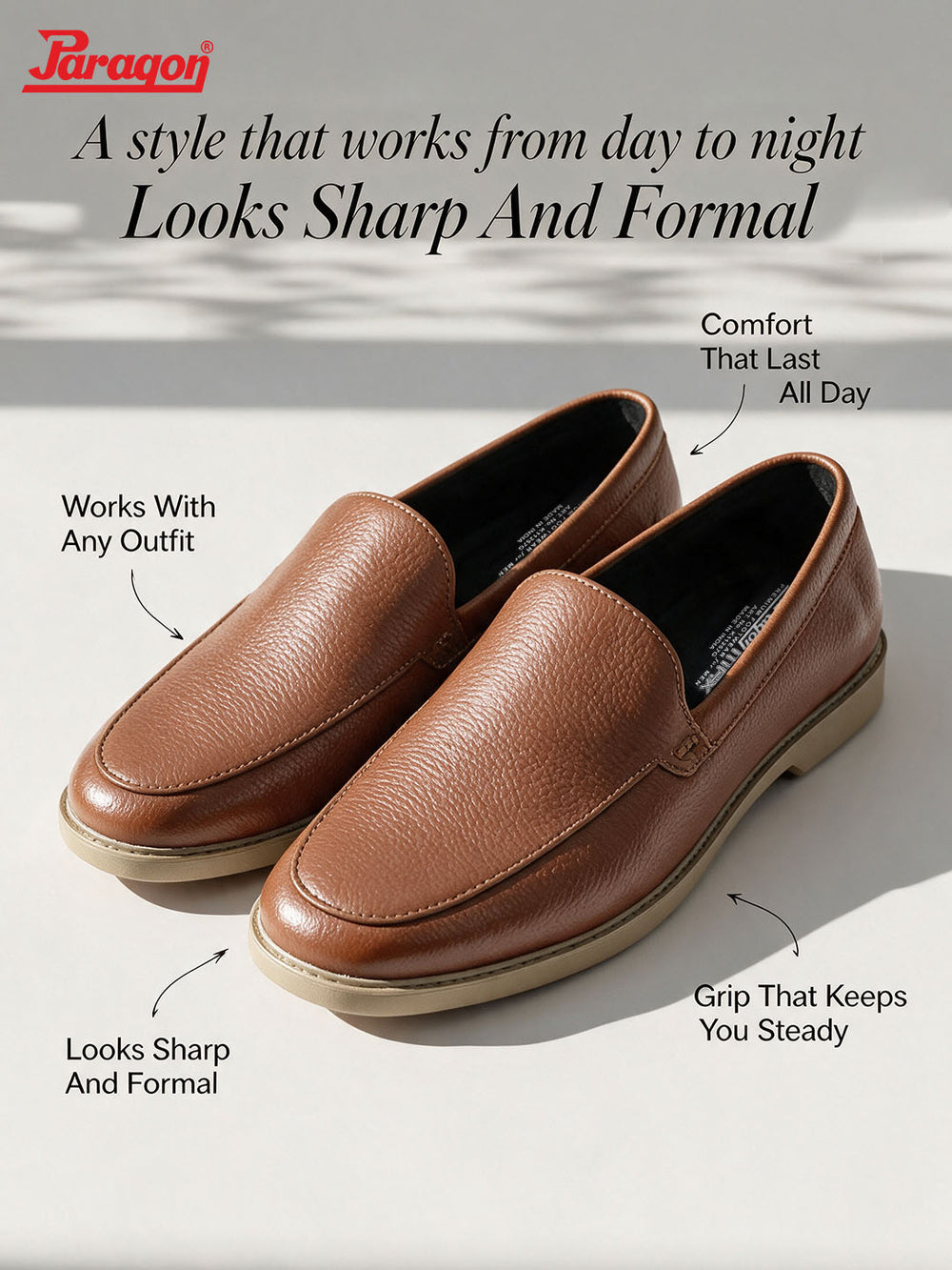 Paragon Men Formal Shoes Comfortable Round Toe Slip On Office Wear