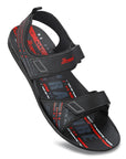 Paragon Men's Stylish Lightweight & Durable Black Velcro Dailywear Sandals