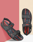 Paragon Men's Stylish Lightweight & Durable Black Velcro Dailywear Sandals