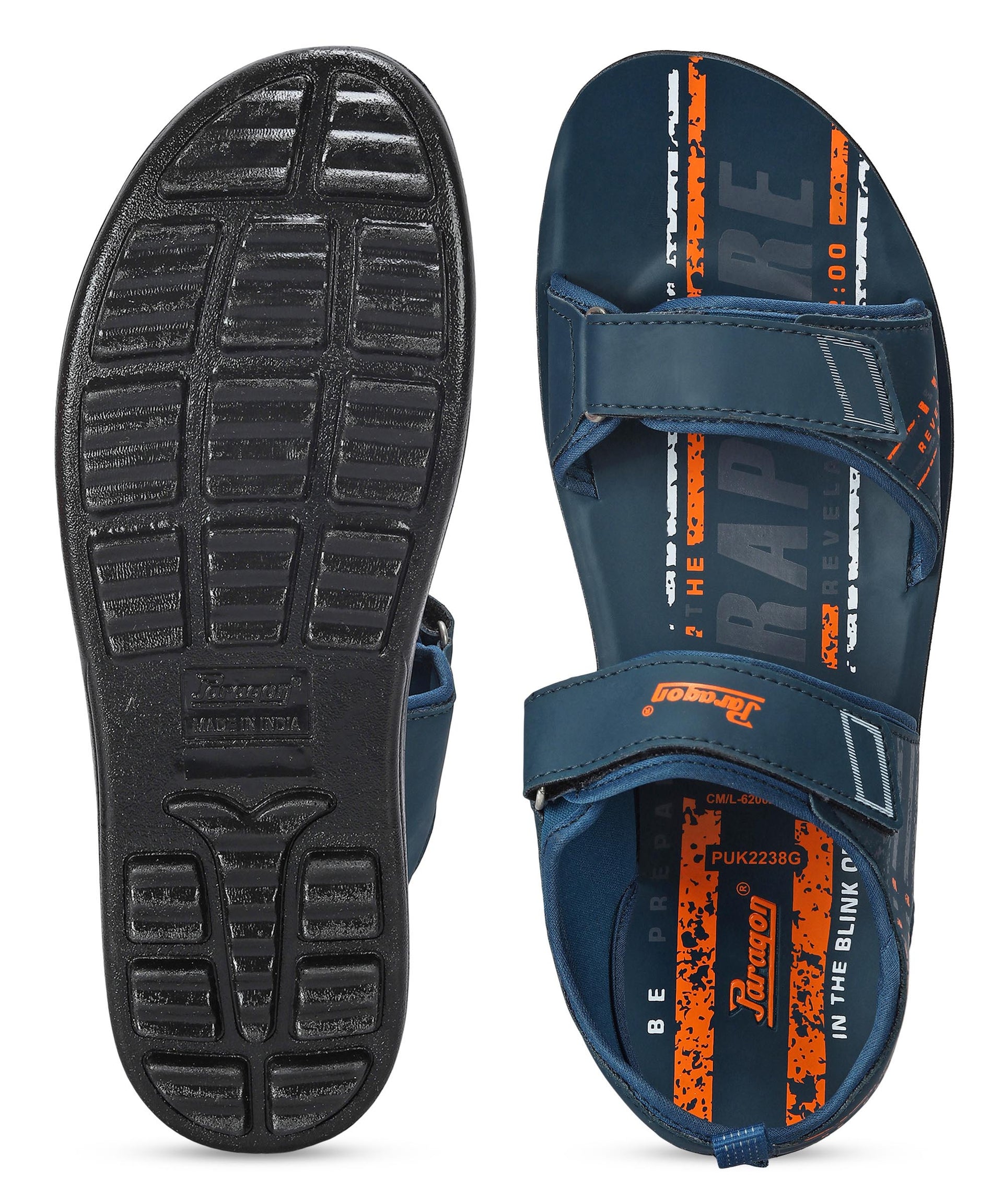 Paragon Men&#39;s Stylish Lightweight &amp; Durable Blue Velcro Dailywear Sandals