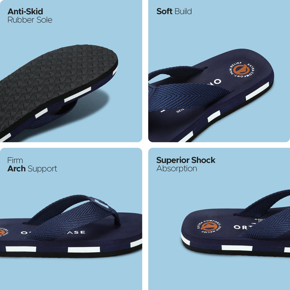Paragon Men’s Cushioned Slippers with Arch Support &amp; Soft Fabric Upper | Rubberised Sole
