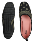 Paragon Women's Bow Black Ethnic Design | Soft Cushioned & Lightweight | Slip-On Flats