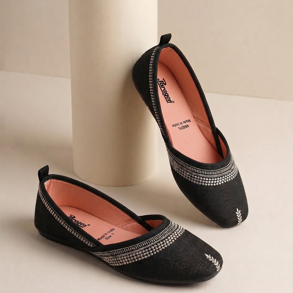 Paragon Women's Bow Ethnic Design | Soft Cushioned &amp; Lightweight | Slip-On Flats