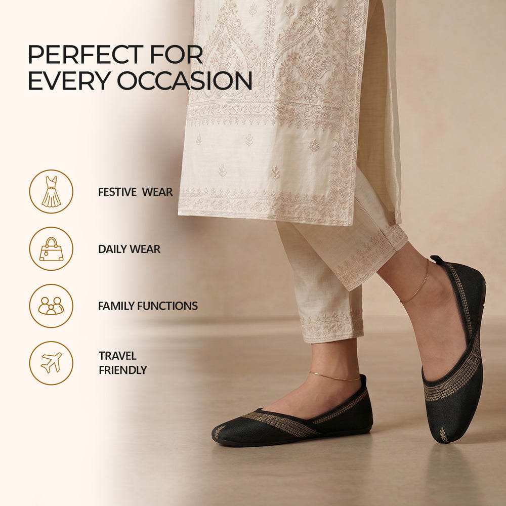 Paragon Women's Bow Ethnic Design | Soft Cushioned &amp; Lightweight | Slip-On Flats