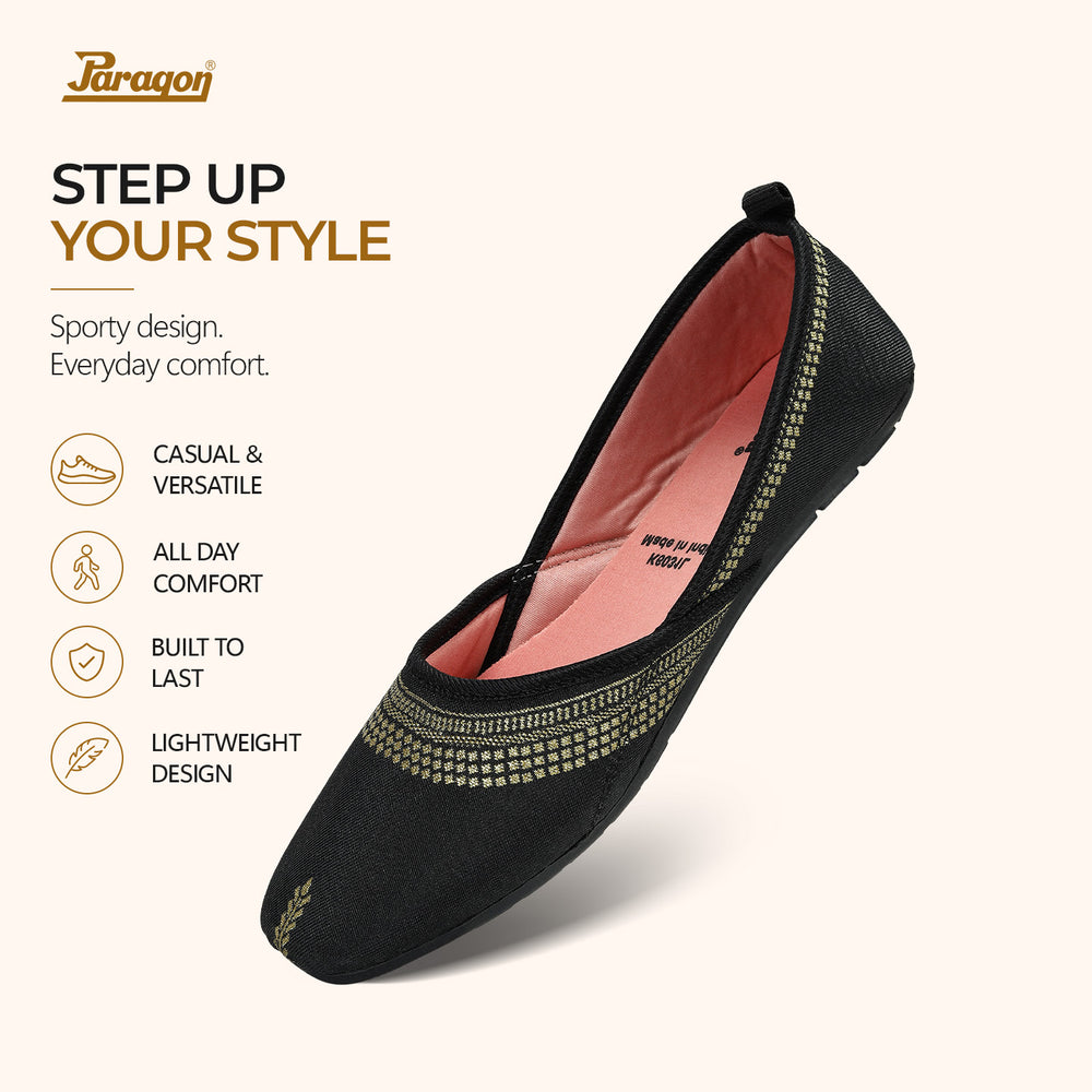 Paragon Women's Bow Ethnic Design | Soft Cushioned &amp; Lightweight | Slip-On Flats