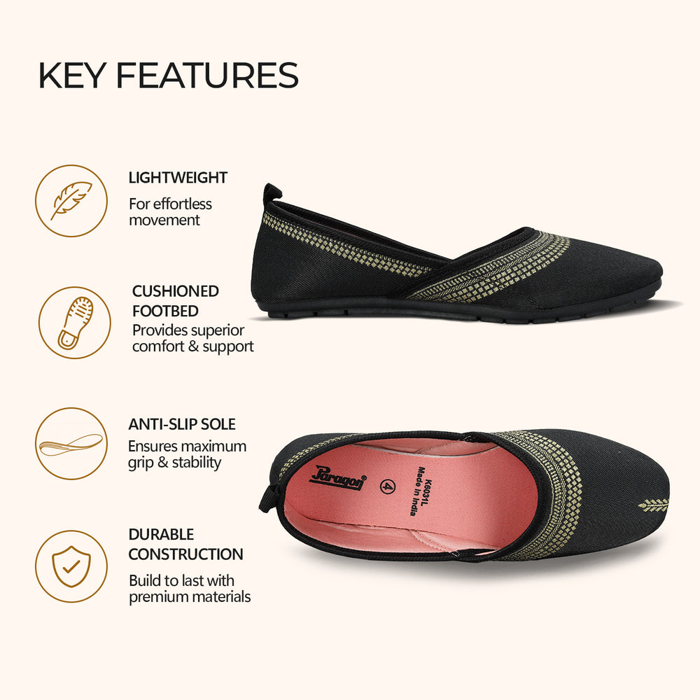 Paragon Women's Bow Ethnic Design | Soft Cushioned &amp; Lightweight | Slip-On Flats