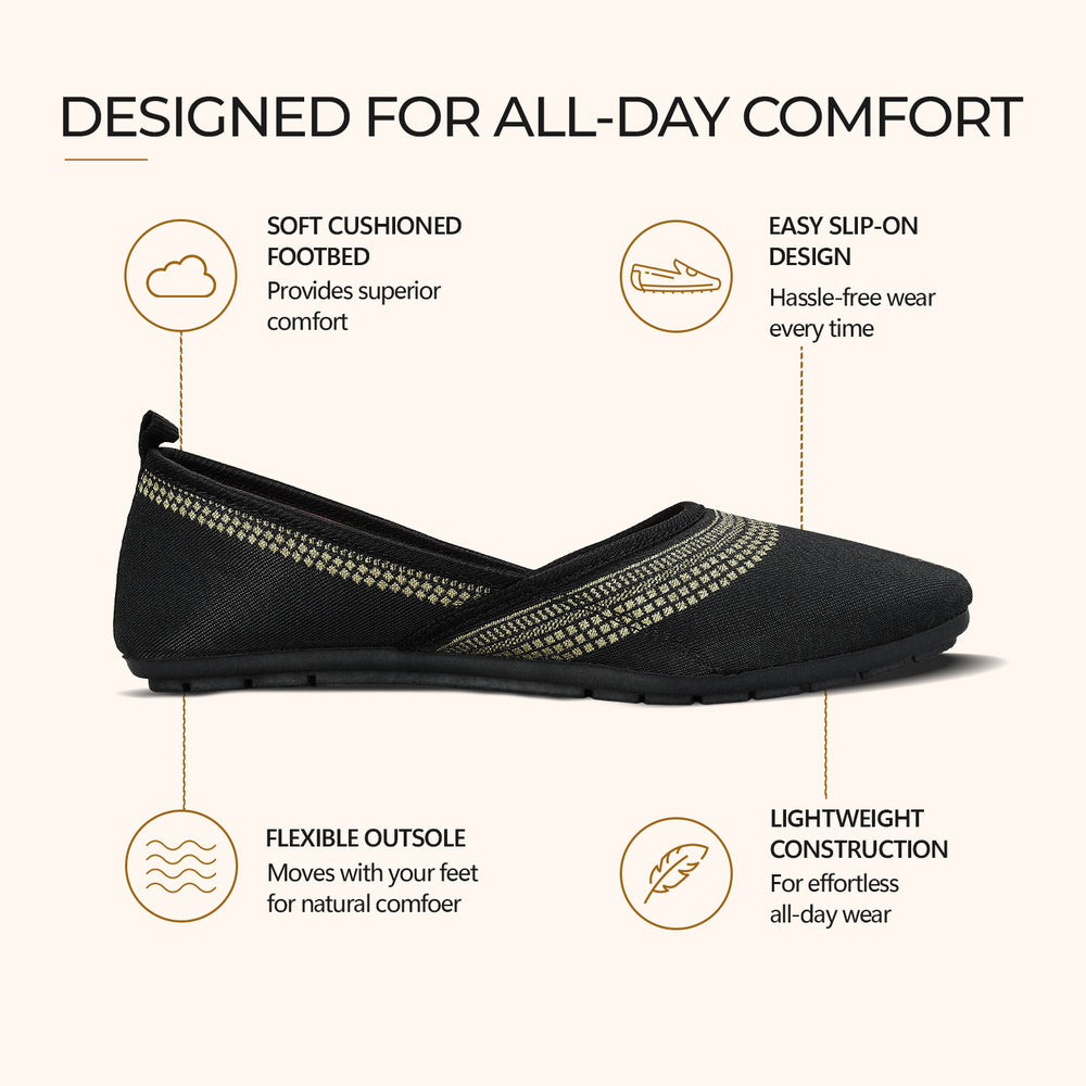 Paragon Women's Bow Ethnic Design | Soft Cushioned &amp; Lightweight | Slip-On Flats