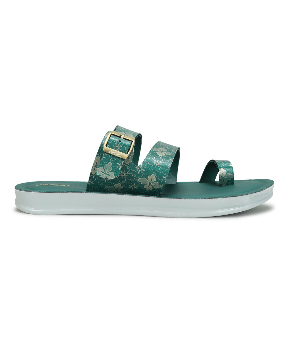 Paragon Women's Slip On Flat Green Sandals | Durable Dailywear Sandals