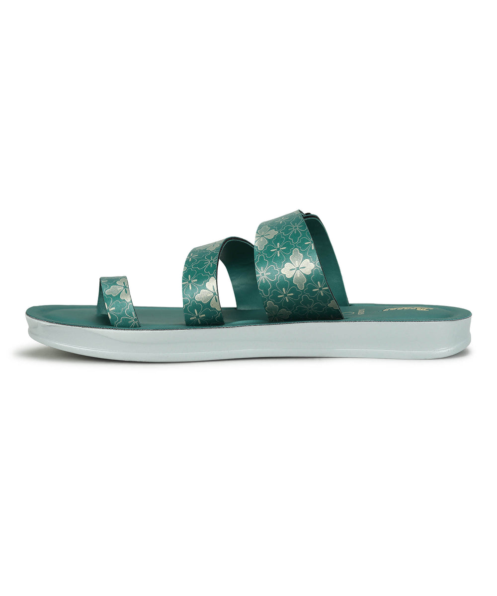 Paragon Women's Slip On Flat Green Sandals | Durable Dailywear Sandals