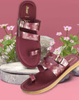 Paragon Women's Slip On Flat Maroon Sandals | Durable Dailywear Sandals