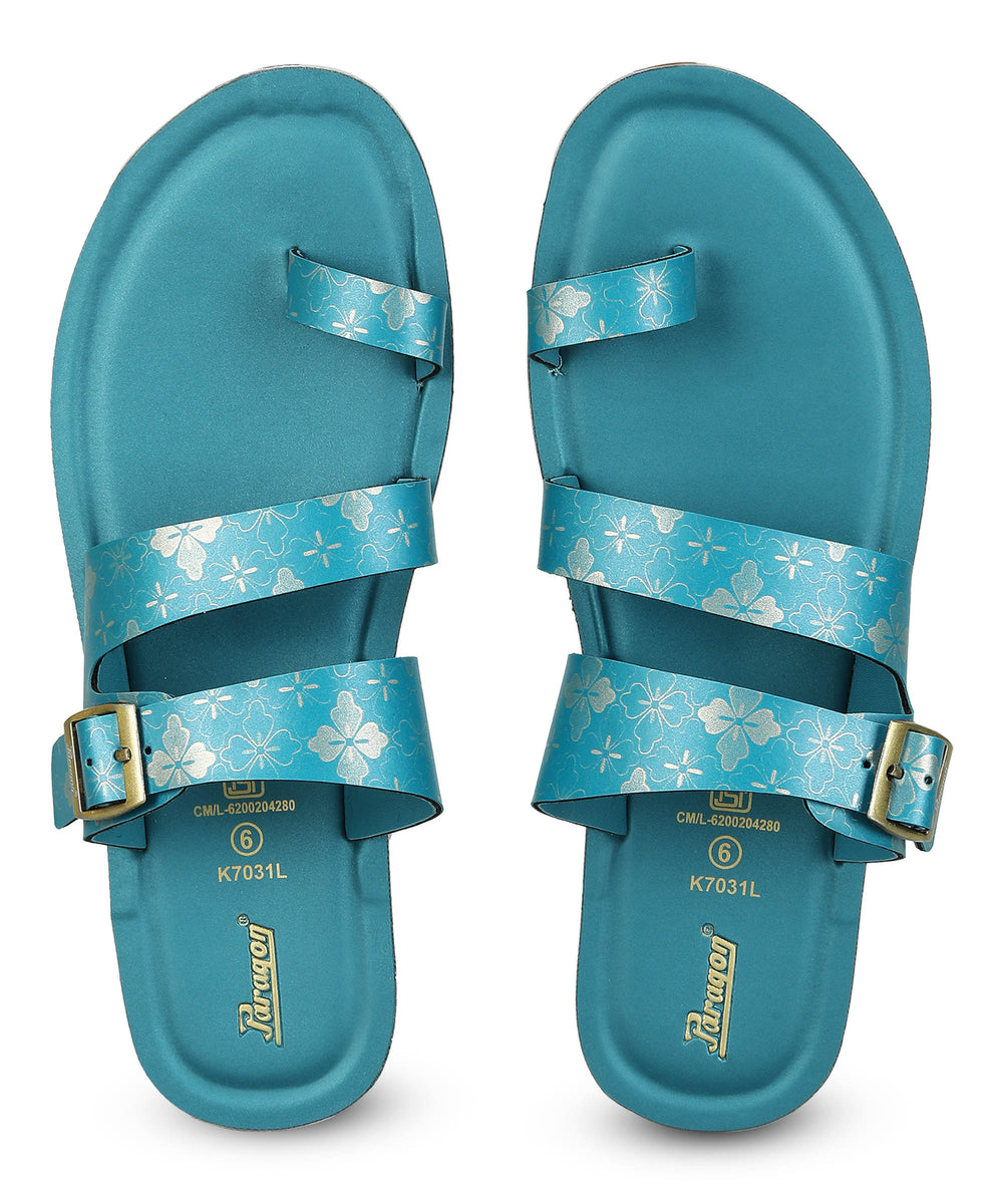 Paragon Women's Slip On Flat Teal Blue Sandals | Durable Dailywear Sandals