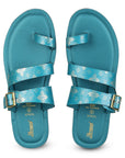 Paragon Women's Slip On Flat Teal Blue Sandals | Durable Dailywear Sandals