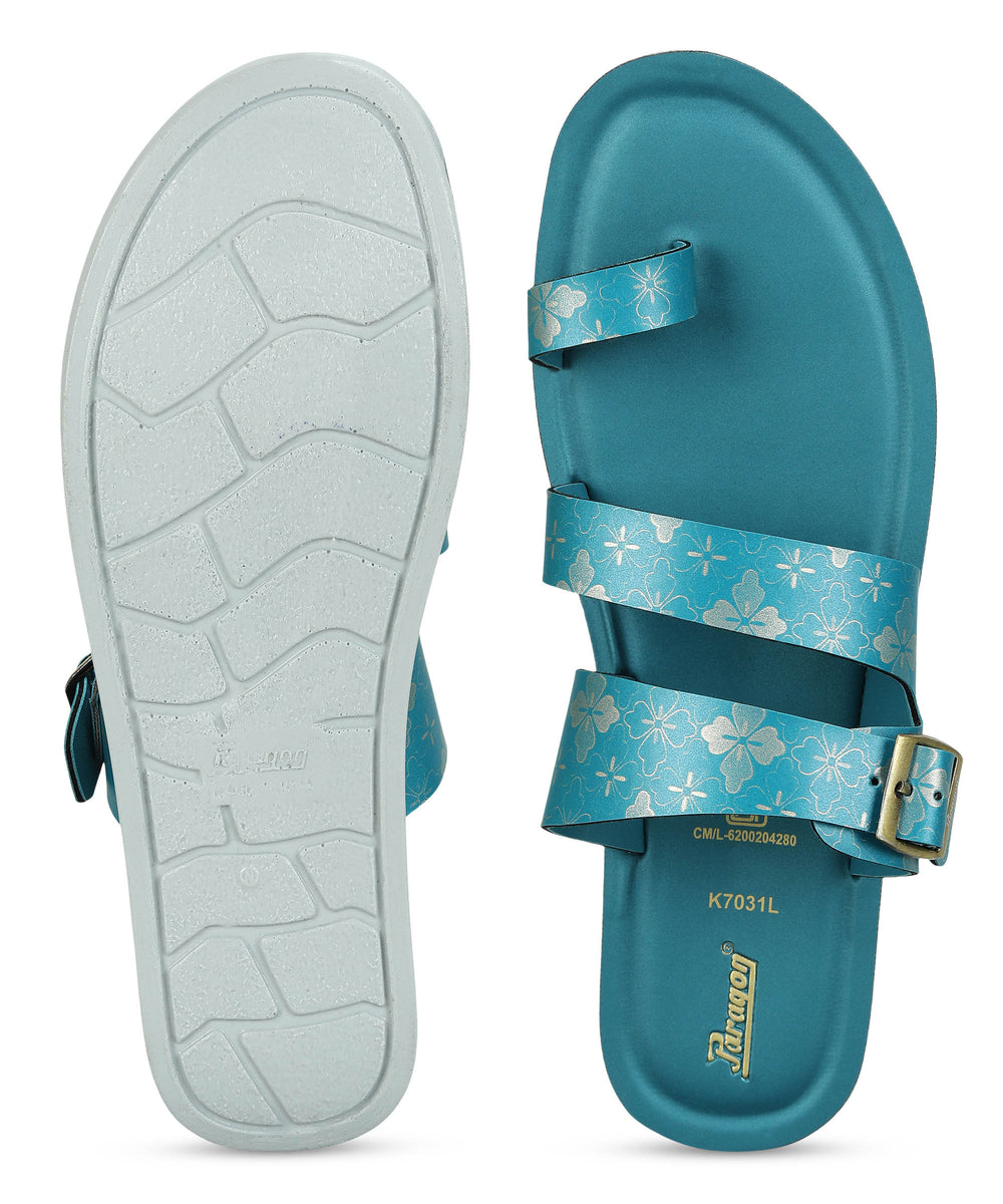 Paragon Women's Slip On Flat Teal Blue Sandals | Durable Dailywear Sandals